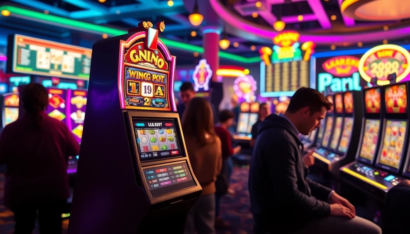 Exciting view of the best online slots featuring vibrant machines in a lively casino atmosphere.