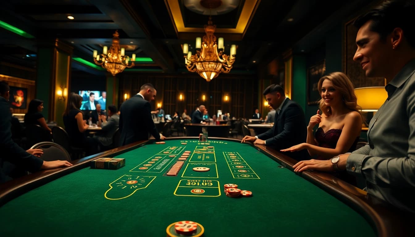 Experience the thrill of 18vip at a glamorous casino blackjack table.