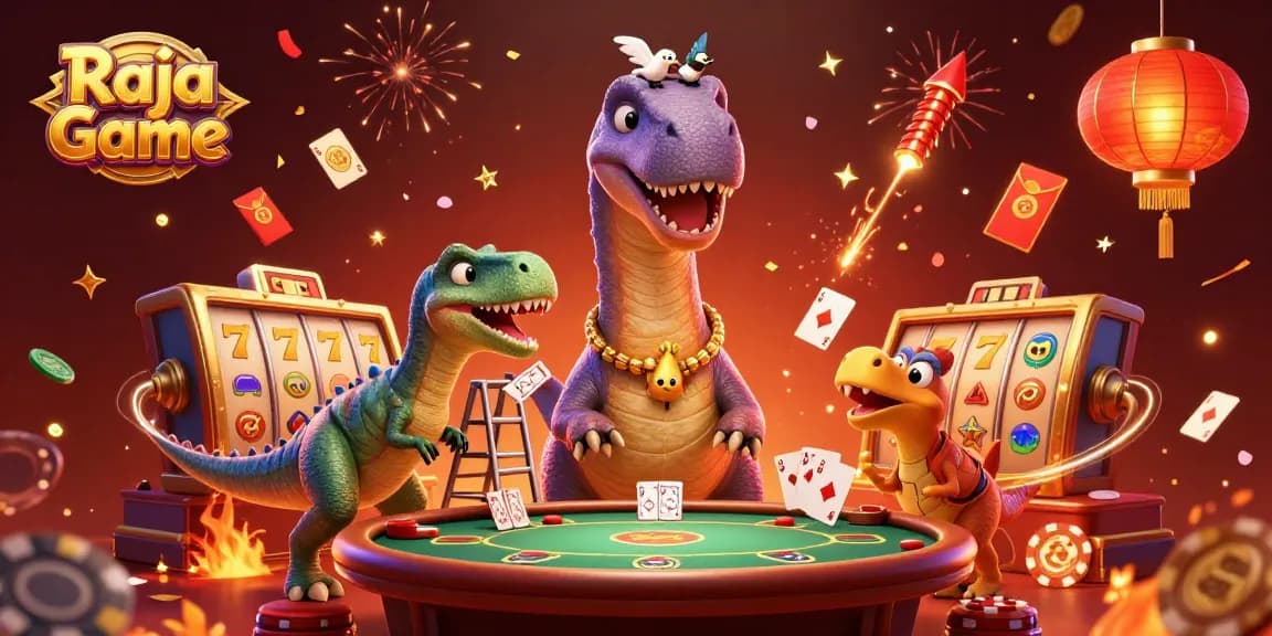 Experience Raja Game's vibrant casino scene with unique characters and exciting gameplay elements.