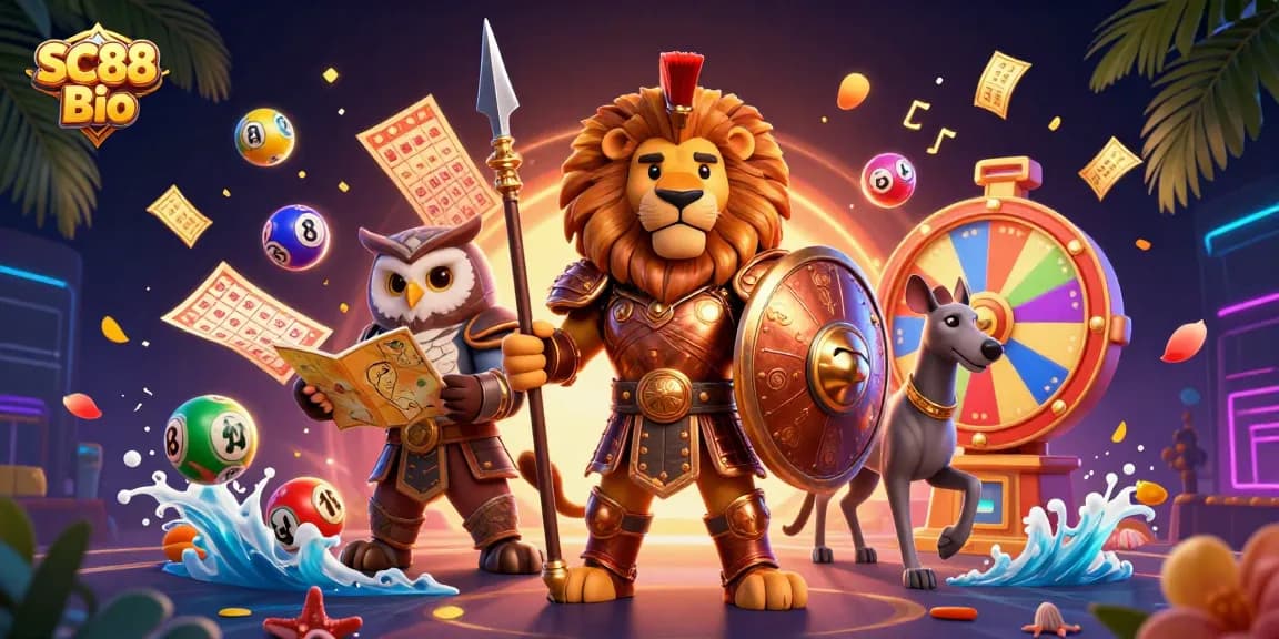 Engage with SC88 Bio as the Spartan lion leads a vibrant lottery scene with luck and strategy.