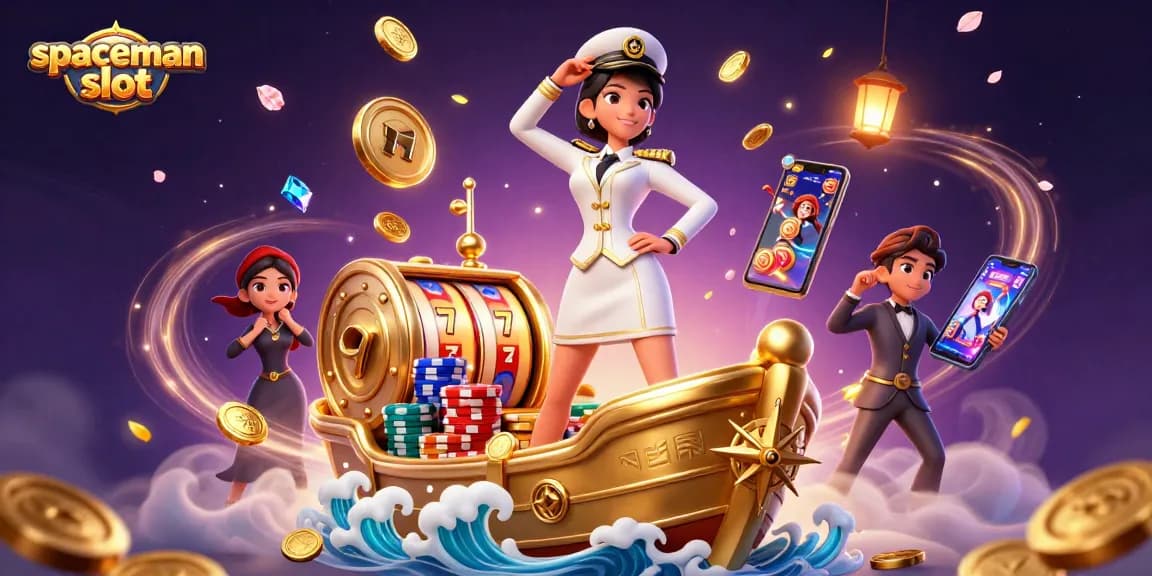 Engage with the thrilling action of the spaceman slot in this vibrant casino scene.