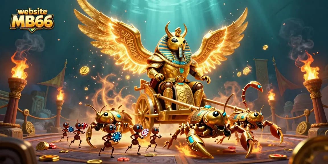 Experience thrilling gameplay at the website MB66 with a vibrant casino-themed 3D illustration.