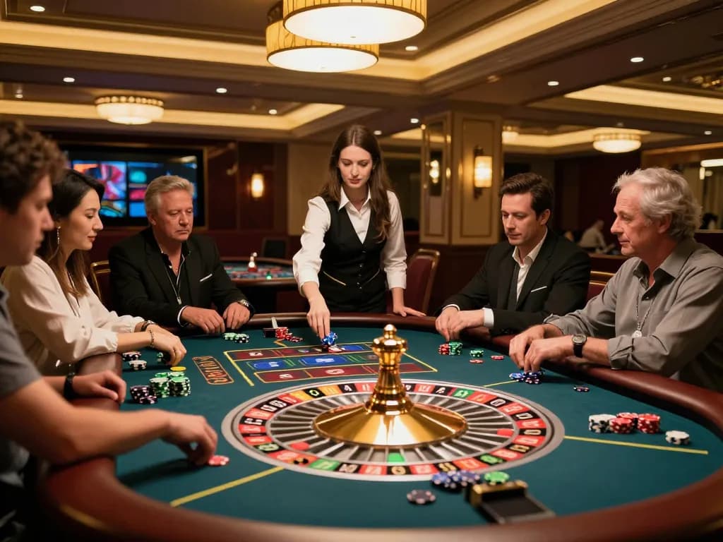 Exciting roulette gameplay at open888 casino with players focusing on the spinning wheel.