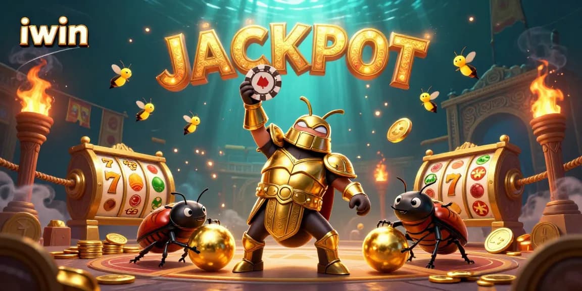 Engage with iwin's thrilling slot experience through vibrant character action in this 3D illustration.