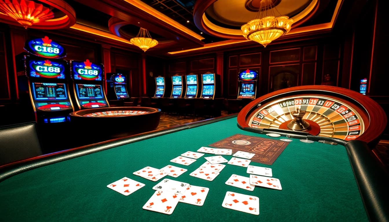 C168 action at a luxurious casino table showcasing excitement and professional gambling experiences.