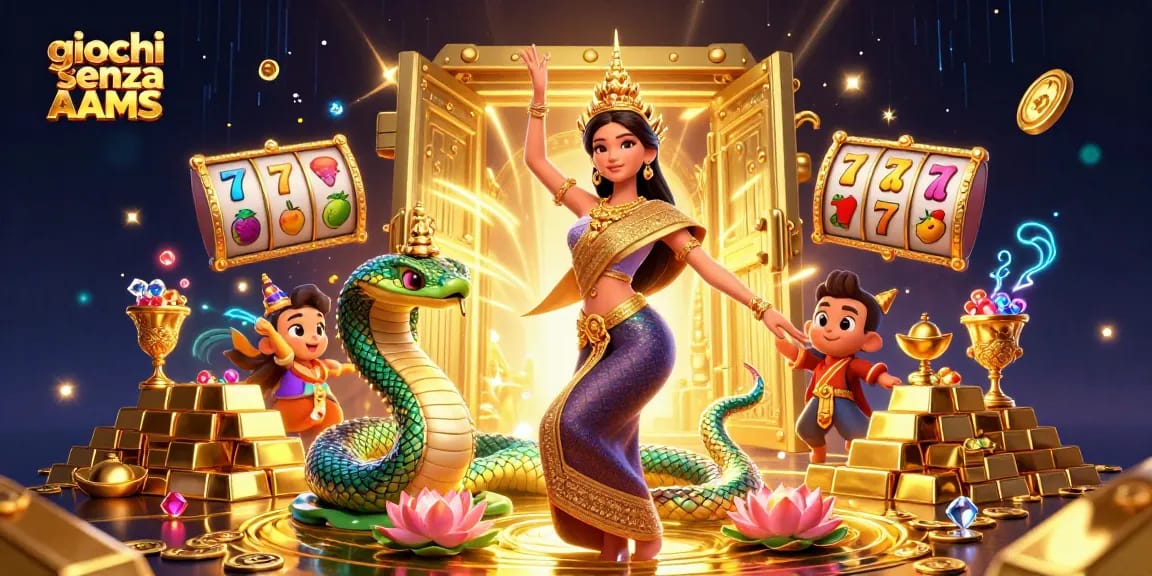 Partecipa a emozionanti giochi senza AAMS in una scena di casinò vibrante con gioielli e elementi di slot.