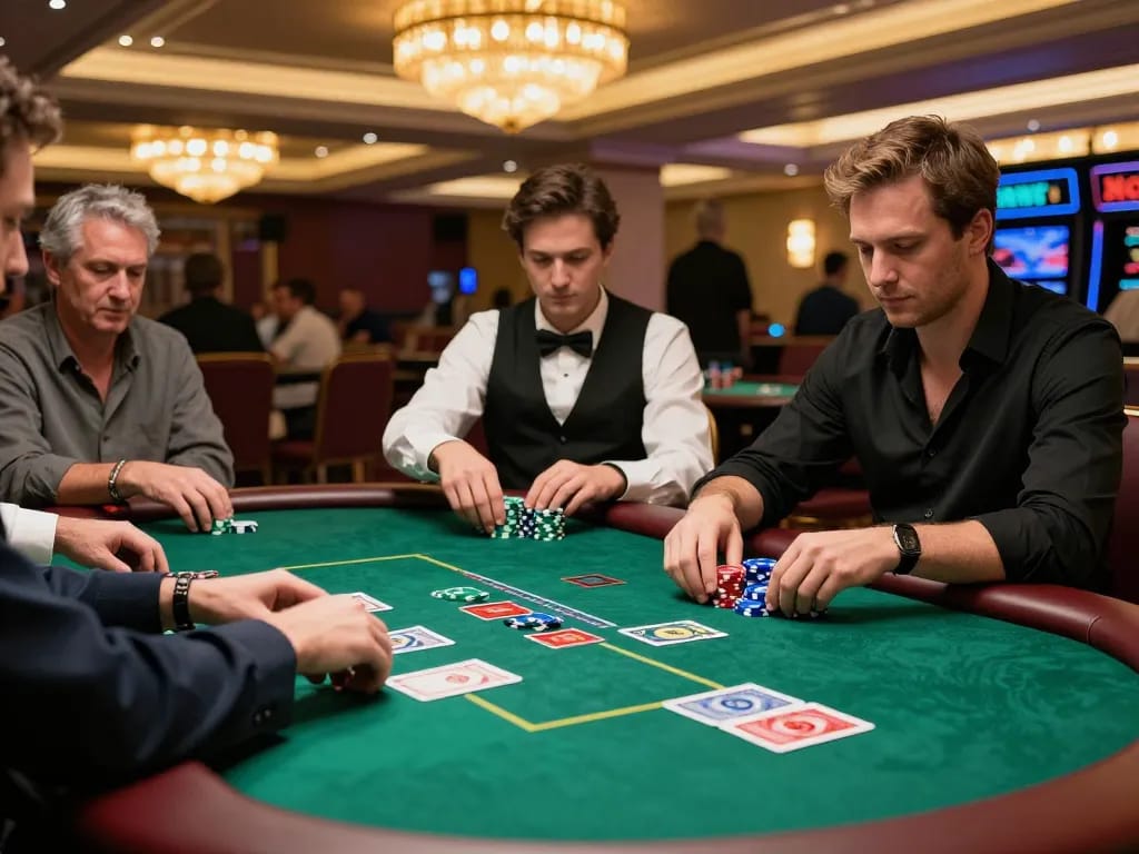 Engage in poker gameplay at trang chu 98win with friends in a vibrant casino atmosphere