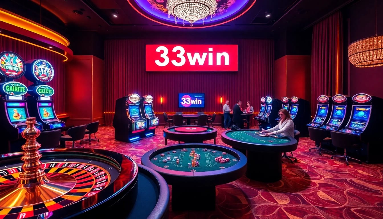 Experience thrilling casino action at https://33win5.it.com/ with roulette wheels, slot machines, and poker tables.