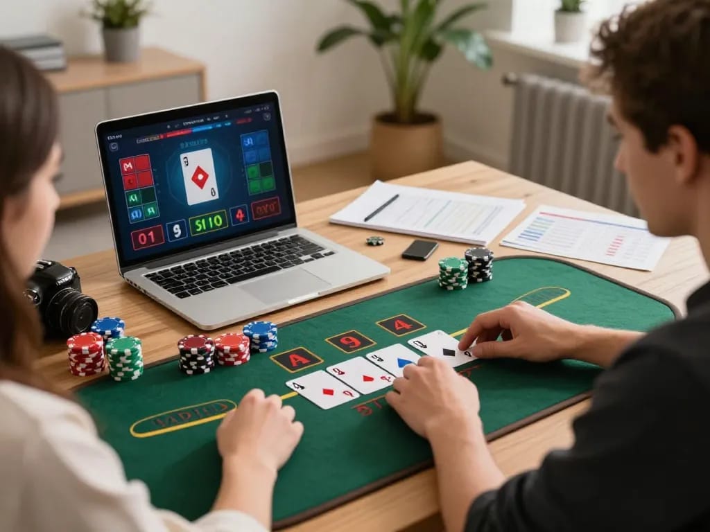 Engaging online blackjack gameplay on hz88 platform, showcasing strategic player decisions and vibrant graphics