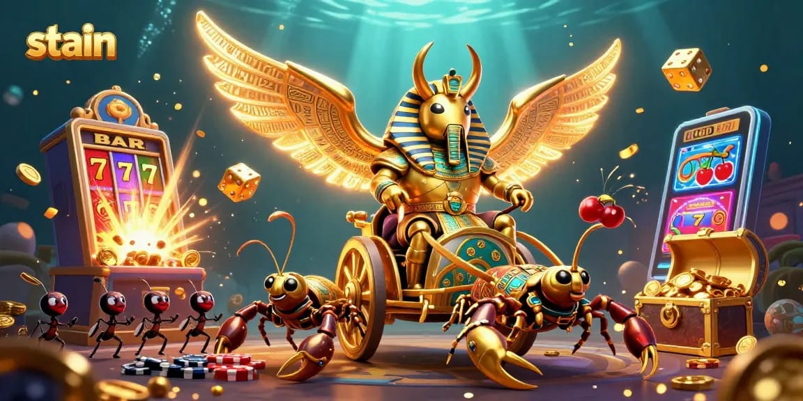 Stain into thrilling jackpots with a golden scarab beetle leading the casino adventure