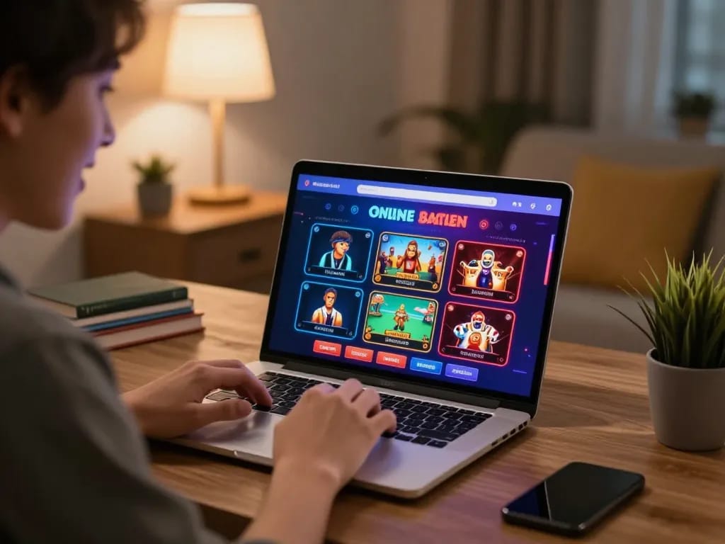 Engaged player connecting their casino with MetaMask wallet on a laptop, cozy home office ambiance.