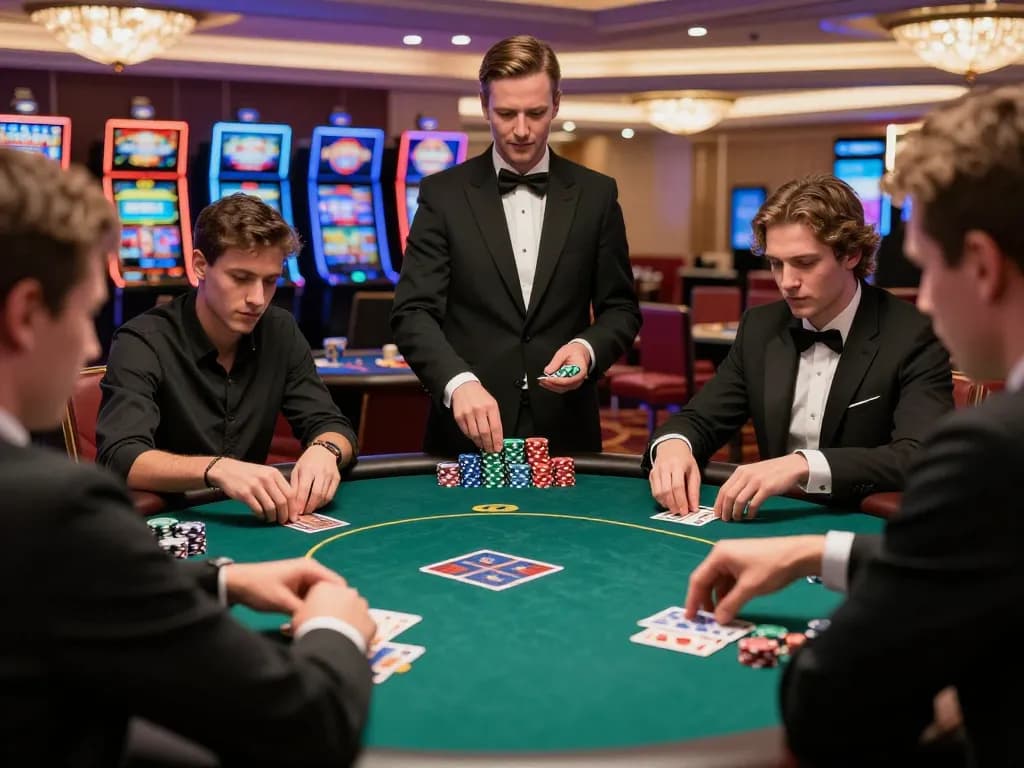 Experience thrilling poker action at god55 with players strategizing their bets amidst elegant casino setting