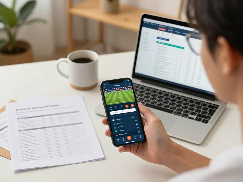 Engaging with keo nha cai 5 while placing bets on a smartphone during a live soccer match.