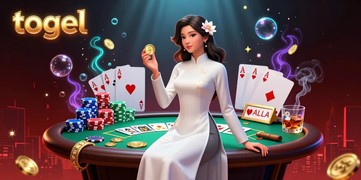 Experience winning togel gameplay in an engaging 3D casino scene with vibrant poker elements and immersive details.
