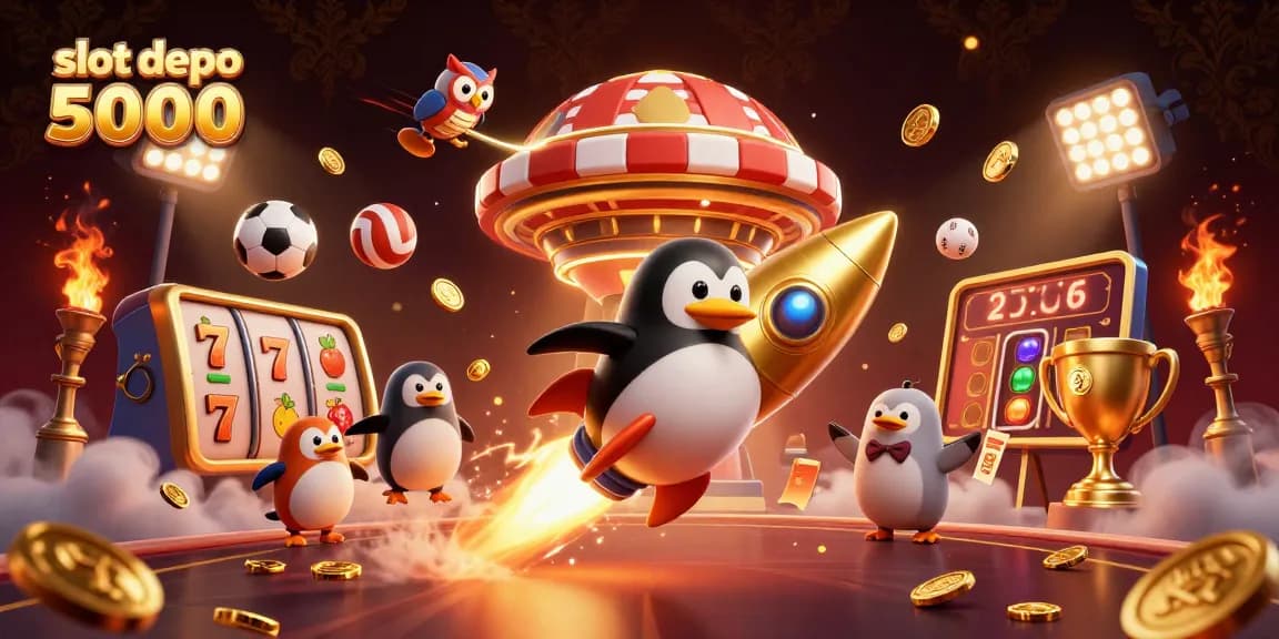 Experience exciting gameplay with slot depo 5000 featuring vibrant casino elements in a 3D dynamic scene.