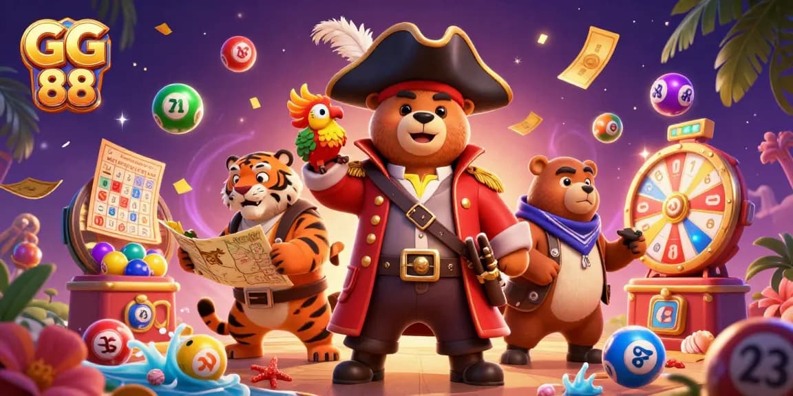 Experience the excitement of GG 88 with a dynamic casino scene featuring lively game elements.