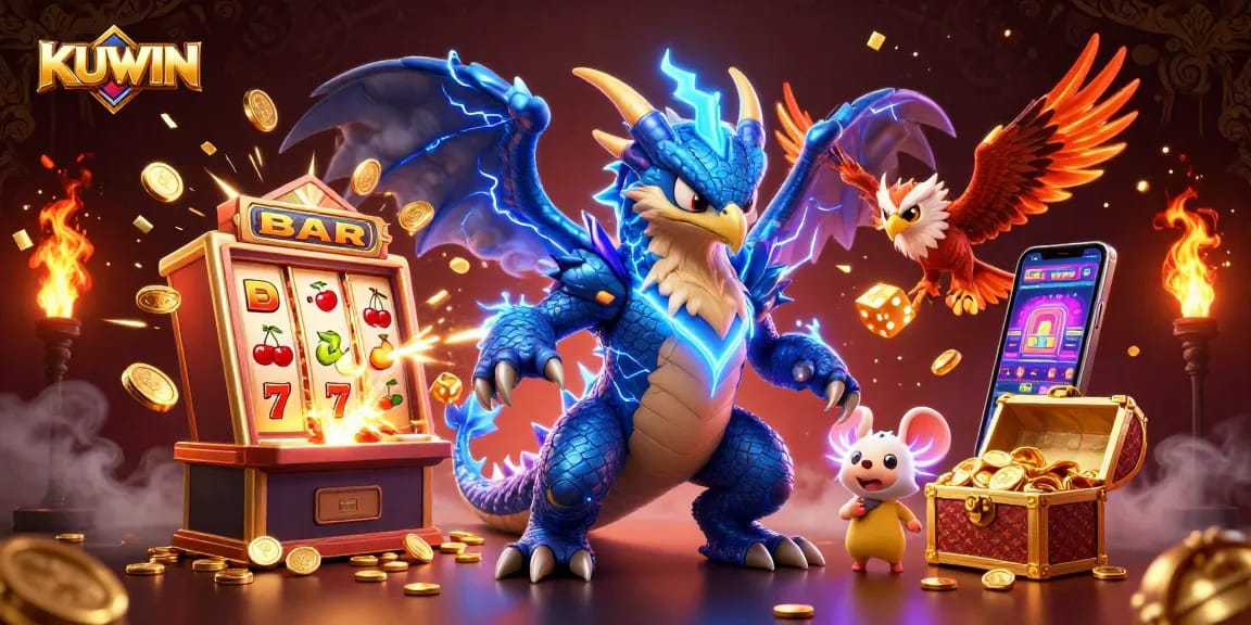 Win big with KUWIN's vibrant jackpot scene featuring thrilling casino elements!