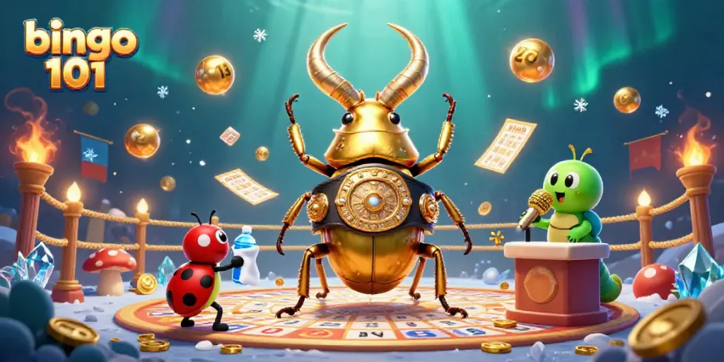 Experience the excitement of bingo 101 with a vibrant 3D illustration featuring unique characters.