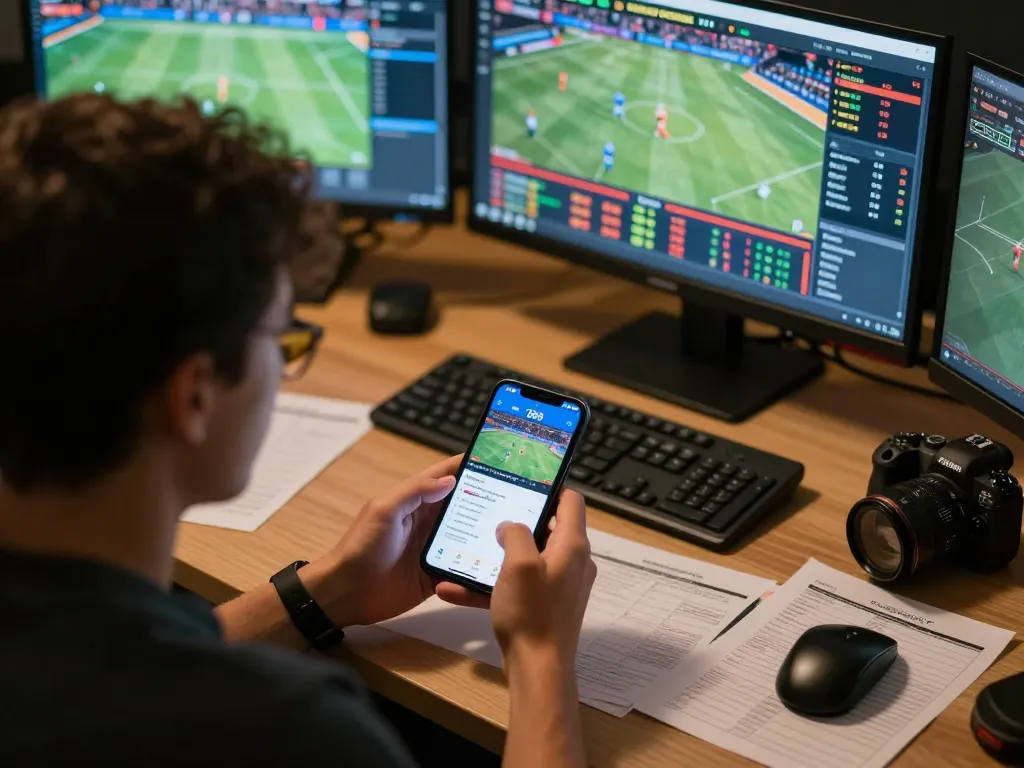 Engaging moment of a player using the 789f com betting app during a thrilling sports event.