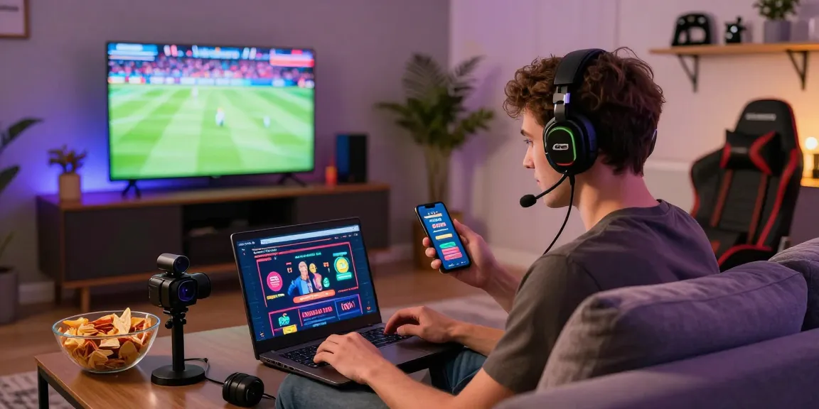 Engaged player exploring credit card casino sites on laptop in a cozy gaming setup.