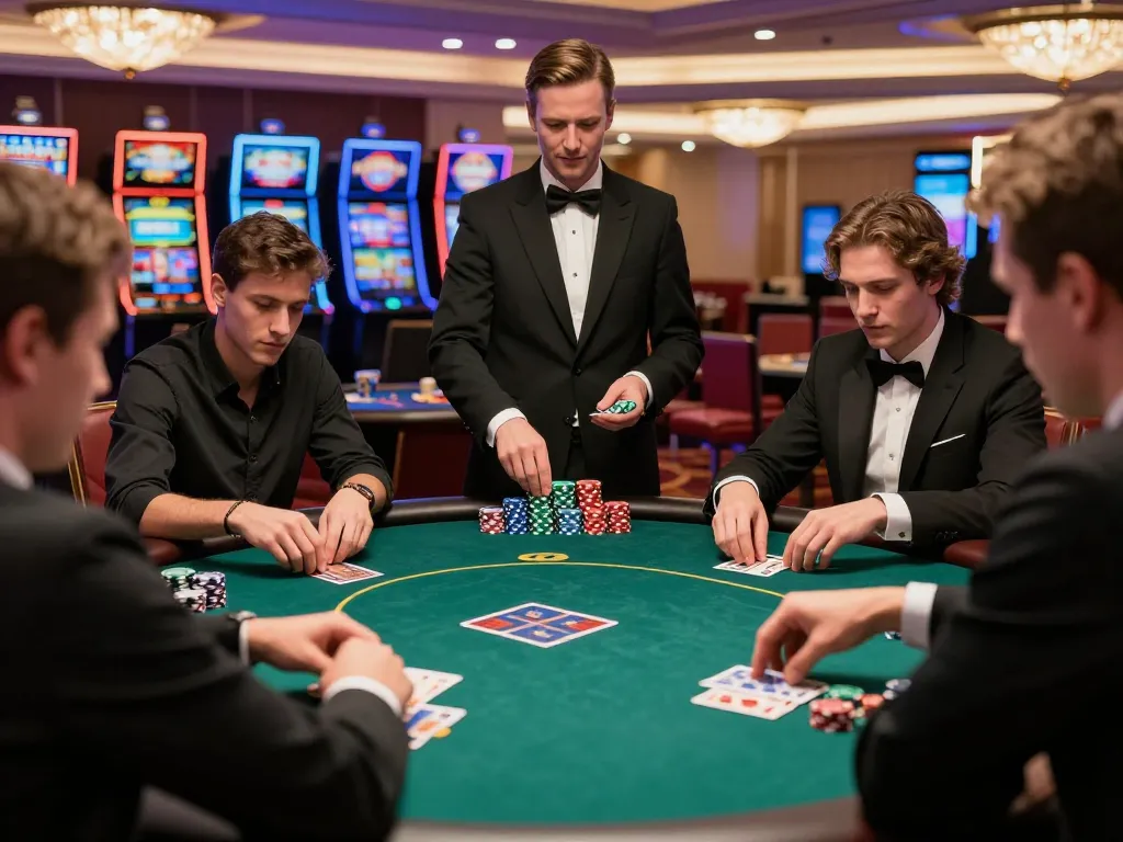 Experience thrilling poker action at god55 with players strategizing their bets amidst elegant casino setting