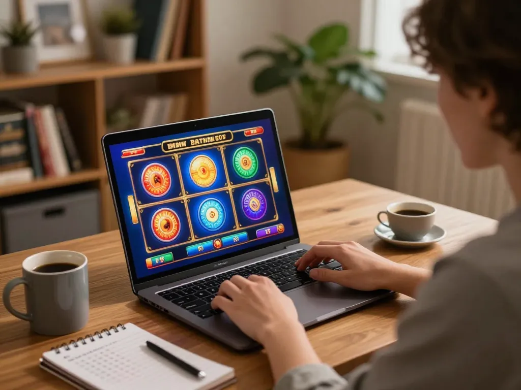Player enjoying an engaging session on to188 online slot games at home, showing strategies in action