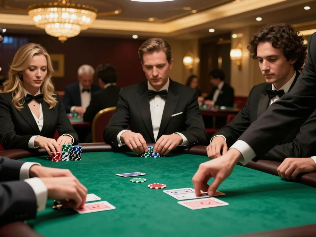Players strategizing during a high-stakes poker game at mm 88 casino, showcasing intense focus.