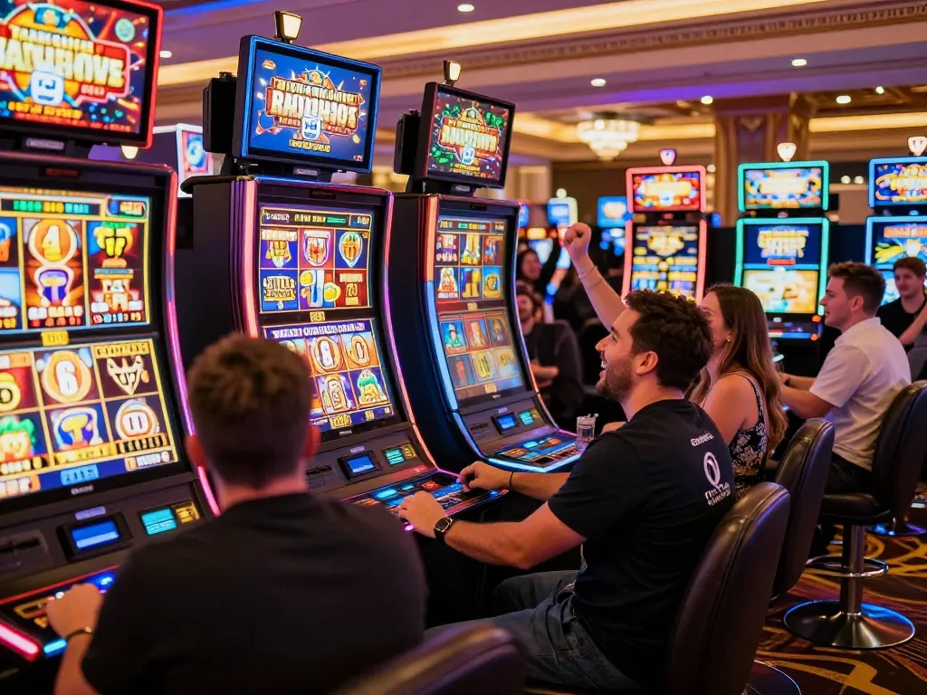 Exciting gambling scene showcasing players enjoying situs gacor games with vibrant casino atmosphere.