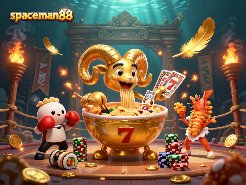 Experience the thrill of spaceman88 as vibrant characters animate a bustling casino scene.