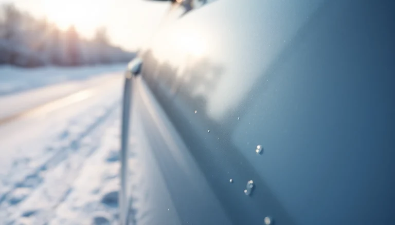 PPF winter road salt protection on car paint surface enhancing durability against winter elements.
