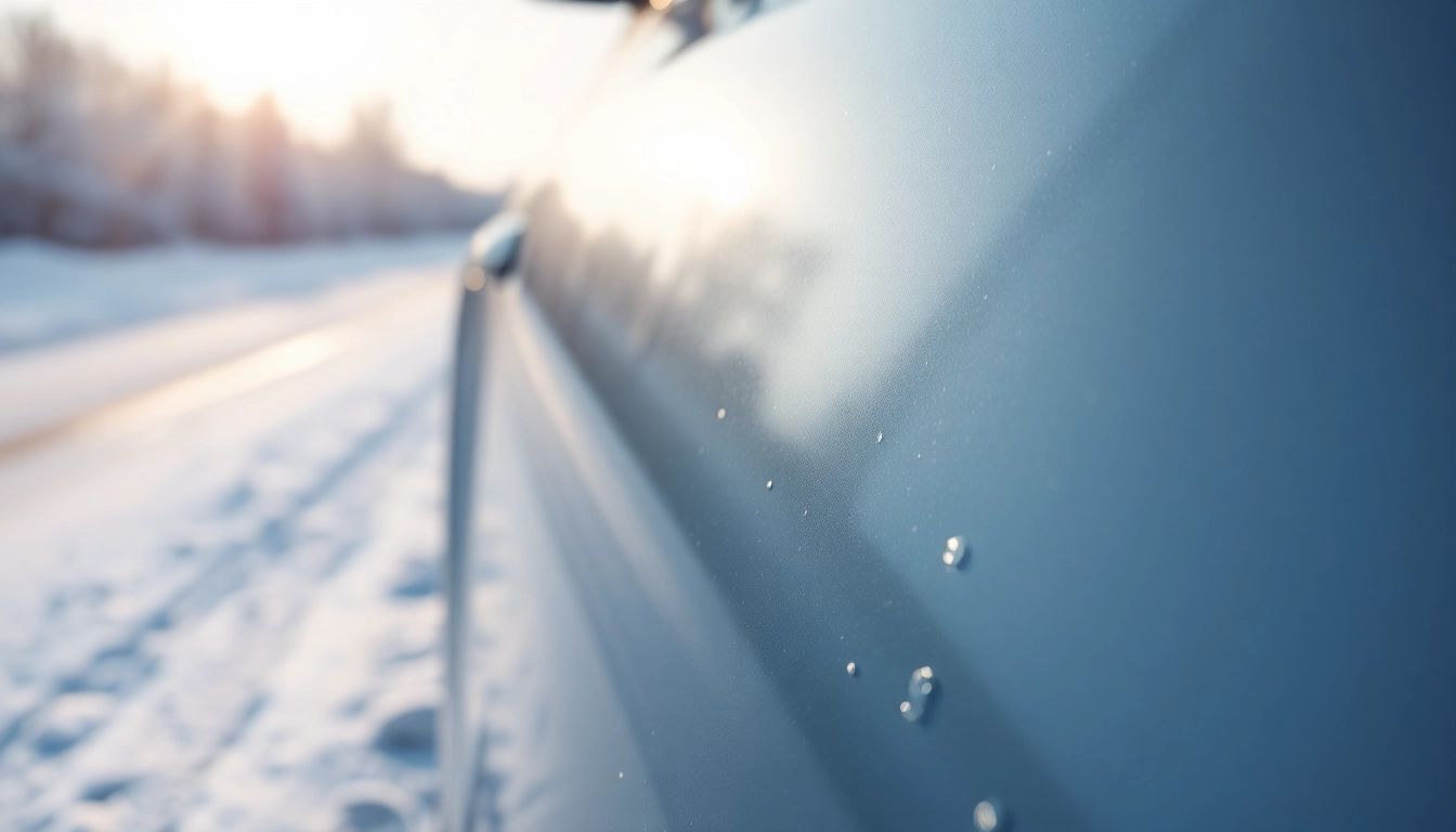 PPF winter road salt protection on car paint surface enhancing durability against winter elements.