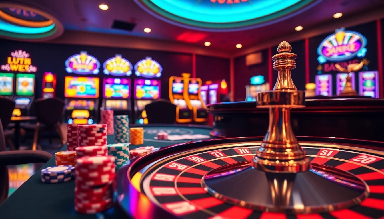Engage in thrilling gameplay at mm88 com with vibrant casino tables filled with poker chips and cards.