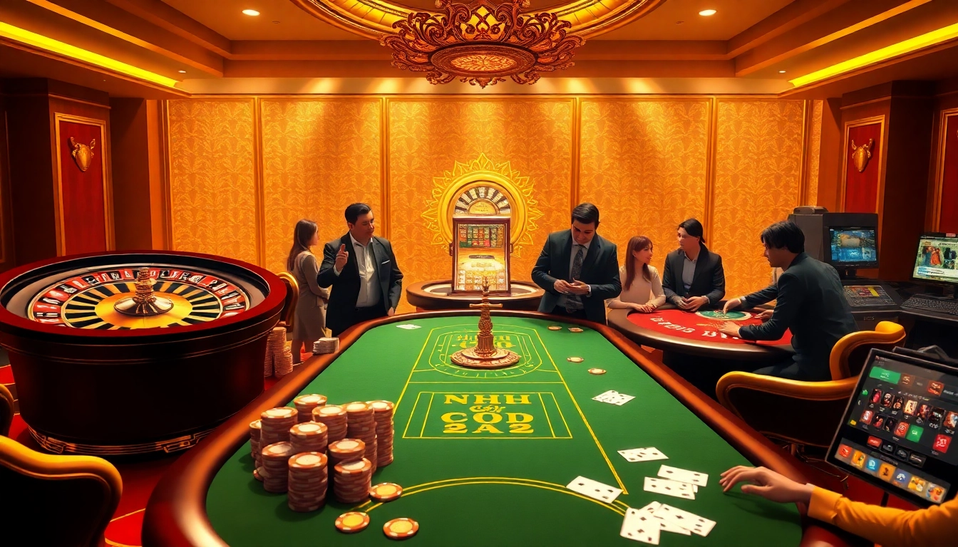Experience the excitement of NHÀ CÁI HAYWIN with vibrant casino gaming elements and luxury aesthetics.