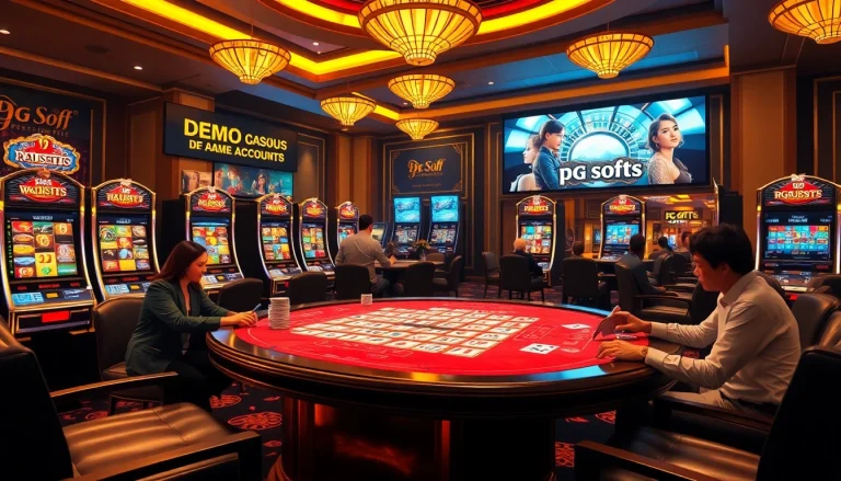 Experience thrilling gameplay with demo pg soft visuals at a high-end mahjong table in a vibrant casino.
