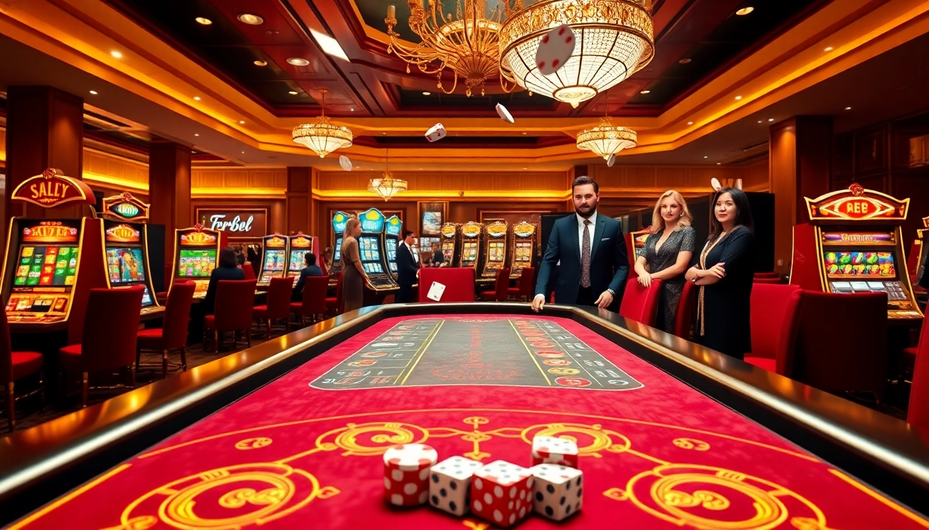 Experience an exciting game atmosphere at TRANG CHỦ FEBET with vibrant casino tables and lively players.