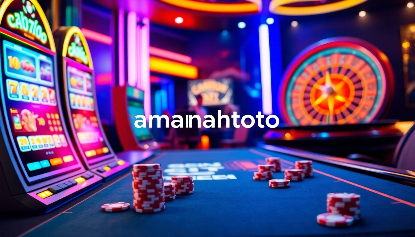 Experience the excitement of amanahtoto with engaging online gambling visuals at a luxurious casino table.