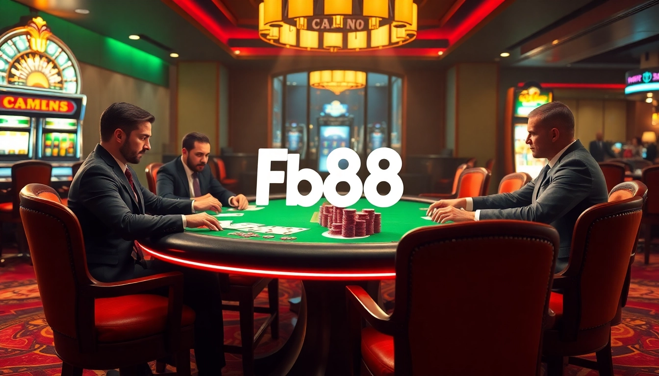 Experience high-stakes poker at Fb68 casino with vibrant chips and thrilling gameplay.