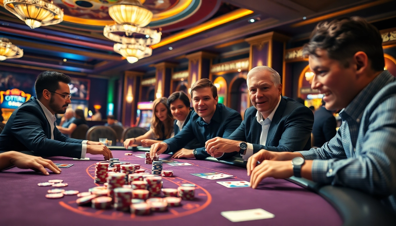 優塔娱乐城的賭客們在興奮地玩牌，感受賭博的刺激。