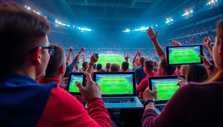 Socolive live football streaming experience with enthusiastic fans cheering and engaging in HD quality.